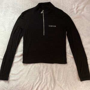 Bebe Black Fitted Long Sleeve Top